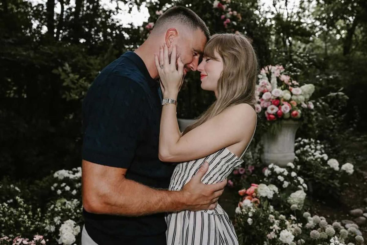 Taylor Swift and Travis Kelce during their wedding ceremony.